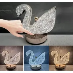 Lampa stołowa LED kryształowa złoty łabędź dotykowa 3-barwy CCT USB-6921580382161