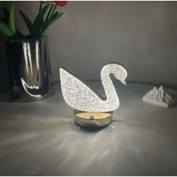Lampa stołowa LED kryształowa złoty łabędź dotykowa 3-barwy CCT USB-6921580382161