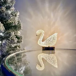 Lampa stołowa LED kryształowa złoty łabędź dotykowa 3-barwy CCT USB-6921580382161