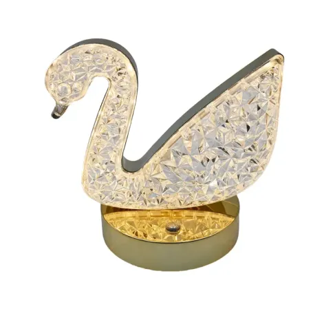 Lampa stołowa LED kryształowa złoty łabędź dotykowa 3-barwy CCT USB-6921580382161