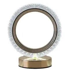 Lampa stołowa LED kryształowa złoty pierścień dotykowa 3-barwy CCT USB-6921580382031