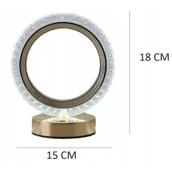 Lampa stołowa LED kryształowa złoty pierścień dotykowa 3-barwy CCT USB-6921580382031