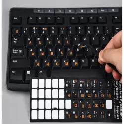 Naklejki qwerty cyrlica nalepki na klawiaturę laptopa pc 11x13mm-5907451375068