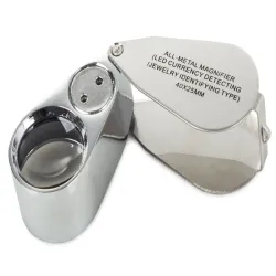 Lupa 40x kieszonkowa składana metalowa podświetleniem 2 led uv-5907451303719