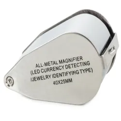 Lupa 40x kieszonkowa składana metalowa podświetleniem 2 led uv-5907451303719