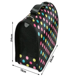 Torba M 38x24x16cm czarna w groszki transporter dla psa kota duża-5907451313848
