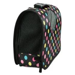Torba L 45x26x20cm czarna w groszki transporter dla psa kota duża-5907451320570