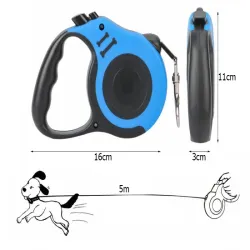 Smycz 5m 15kg automatyczna dla psa taśma z blokadą mocna niebieska-5907451359822