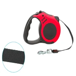 Smycz 5m 15kg automatyczna dla psa taśma z blokadą mocna czerwona-5907451359815