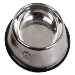 Miska 1,3l metalowa dla psa kota srebrna na gumowej podstawie-5907451310458