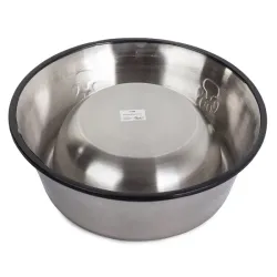 Miska 1,3l metalowa dla psa kota srebrna na gumowej podstawie-5907451310458