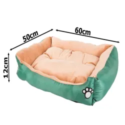 Legowisko M 50x60x12cm dla psa kota z poduszką zielone posłanie kojec-5907451359891