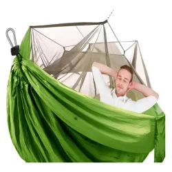 Hamak kokon 250x140cm ogrodowy dwuosobowy turystyczny z moskitierą-5907451352779