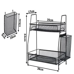 Półka kuchenna czarny organizer kuchenny stojący loft z koszyczkiem-5907451371329