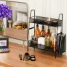 Półka kuchenna czarny organizer kuchenny stojący loft z koszyczkiem-5907451371329