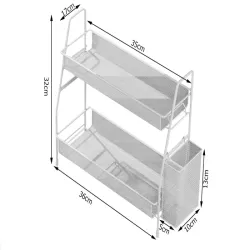 Półka kuchenna biały organizer dwupoziomowy stojący loft z koszyczkiem-5907451371336