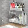 Półka kuchenna biały organizer dwupoziomowy stojący loft z koszyczkiem-5907451371336