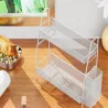 Półka kuchenna biały organizer dwupoziomowy stojący loft z koszyczkiem-5907451371336