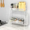 Półka kuchenna biały organizer dwupoziomowy stojący loft z koszyczkiem-5907451371336