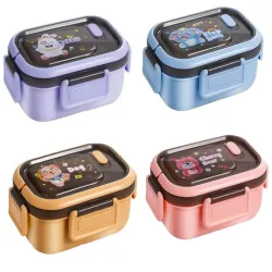Lunchbox pojemnik na śniadanie obiad z przegródkami i sztućce-5907451369333