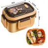 Lunchbox pojemnik na śniadanie obiad z przegródkami i sztućce-5907451369333