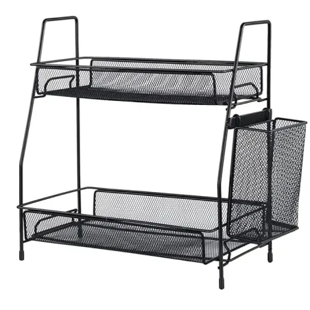 Półka kuchenna czarny organizer kuchenny stojący loft z koszyczkiem-5907451371329