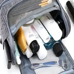 Kosmetyczka podróżna organizer z haczykiem unisex wodoodporna szara-5907451375587