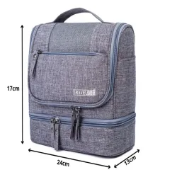 Kosmetyczka podróżna organizer z haczykiem unisex wodoodporna szara-5907451375587