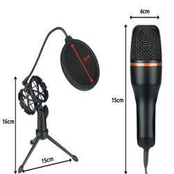 Mikrofon studyjny usb rgb na statywie do komputera streaming gaming-5907451375723