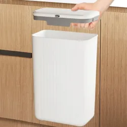 Wiszący kosz 9L na śmieci kuchenny z pokrywką na drzwi szafki biały-5907451375426