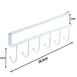 Wieszak kuchenny podwieszany biały metalowy 6 hawańczyków na przybory-5907451374610
