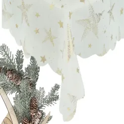 Obrus świąteczny na stół boże narodzenie biały gwiazdki śnieżynki 140x220cm-5907451366462