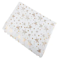 Obrus świąteczny na stół boże narodzenie biały gwiazdki śnieżynki 140x220cm-5907451366462