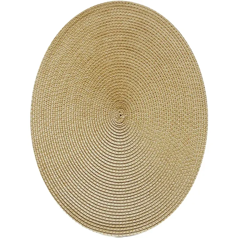 Podkładka okrągła kremowa pod talerz na stół pleciona mata stołowa-5907451360972