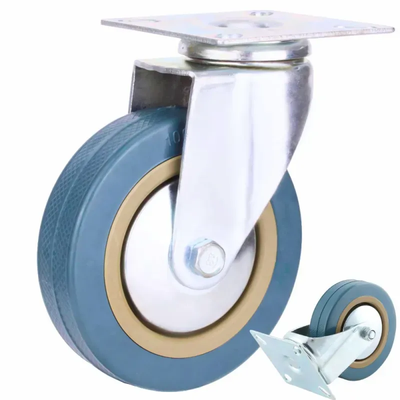 Kółko meblowe obrotowe 100mm gumowe metalowe do wózka mebli ciche-5907451376003