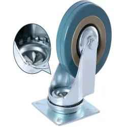 Kółko meblowe obrotowe 100mm gumowe metalowe do wózka mebli ciche-5907451376003