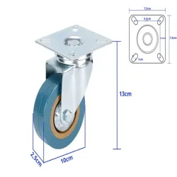 Kółko meblowe obrotowe 100mm gumowe metalowe do wózka mebli ciche-5907451376003