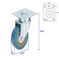 Kółko meblowe obrotowe 75 mm gumowe metalowe do wózka mebli ciche-5907451375990