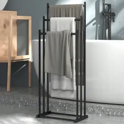 Wieszak łazienkowy stojak na ręczniki suszarka loft metalowy czarny-5907451375143
