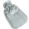 Pluszowy termofor gumowy ogrzewacz w szarym pokrowcu miękkie futerko-5907451360842