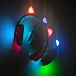 Słuchawki bezprzewodowe bluetooth radio mp3 podświetlenie kocie uszy-5907451355657