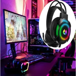 Słuchawki gamingowe 5.1 przewodowe nauszne dla graczy rgb z mikrofonem-5907451353653