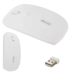 Mysz myszka optyczna bezprzewodowa slim 2,4 ghz biała na 2 baterie AAA-5907451316825