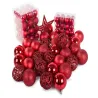 Bombki choinkowe 6/4/3cm i gwiazda zestaw 100 szt na święta czerwone-5907451338223