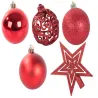 Bombki choinkowe 6/4/3cm i gwiazda zestaw 100 szt na święta czerwone-5907451338223