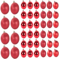 Bombki choinkowe 6/4/3cm i gwiazda zestaw 100 szt na święta czerwone-5907451338223