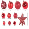 Bombki choinkowe 6/4/3cm i gwiazda zestaw 100 szt na święta czerwone-5907451338223