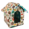 Domek buda dla psa i kota rozmiar XL z poduszką 41x37.5x43cm wzór sowa-5907451313619