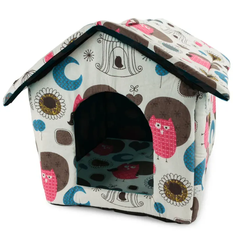 Domek buda dla psa i kota rozmiar XL z poduszką 41x37.5x43cm wzór koła-5907451313633