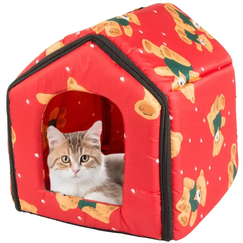 Buda domek dla psa lub kota rozmiar L z wkładką 30x32x36cm czerwona-5907451320600